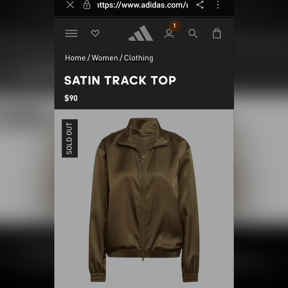 Adidas Satin Zip Track Jacket High Colar - Like New - Picture 5 of 12